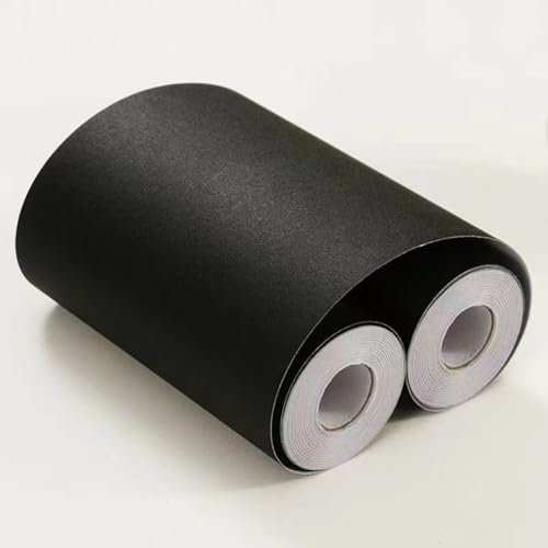 VisitRyl Black self Adhesive Wallpaper Border Wall Tiles Decorative, Peel and Stick Wall Border Bathroom Stickers Black Matte 15cm X 1000cm