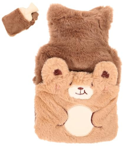 ERINGOGO Plush Hot Water Bag Detachable Plush Cover Cartoon Brown Bear Hot Water Bottle for Pain Relief Winter Hand Warmer Girls Warm Supplies