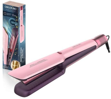 Cecotec Plancha de Pelo con Aire Air Lisse Cotton Candy. 600W, Protege el Cabello, Tecnología Iónica, Keratina y Aceite Argán, 3 Modos y Motor BLDC, Todo Tipo Cabellos, 3 Temperaturas y 3 Velocidades