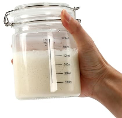 KANLVU Barattolo per Lievito Barattoli di Vetro con Morsetto Barattoli per Lievito per La Pasta Madre Fatta in Casa, Forniture per La Panificazione Set di Barattoli(750ml)