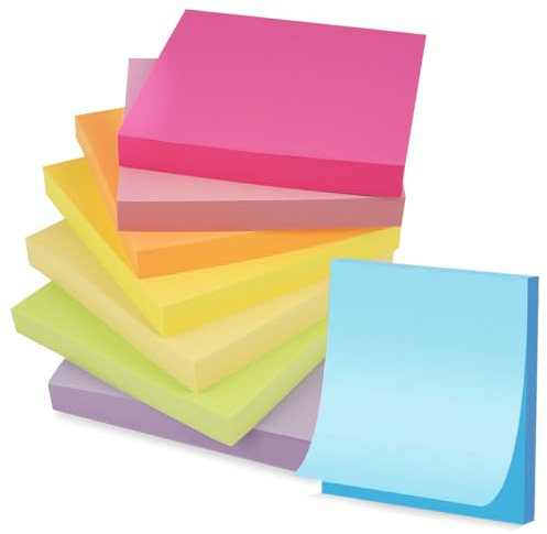 TANGJJY 800 Stück Haftnotizen Klebezettel, 75 x 75 mm Bunte Quadratische Selbstklebende Haftnotizzettel, 8 Farben Sticky Notes, Farbige Notizzettel Klebend, für Schule, Zuhause, Büro