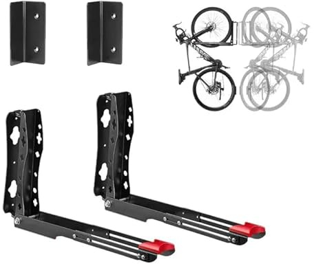2Pcs Swivel Bike Wall Mount, Vertical Adjustable Bike Storage Rack, Holds Up to 30kg, Foldable Bicycle Hangers for Home Garage