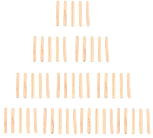 Hapivida, Clavijas de Madera para Cajones de Muebles, M6 30/40/50mm, Varilla Estriada de Madera Maciza, para Ensamblaje y Unión de Tableros (M6*50 (50pcs))