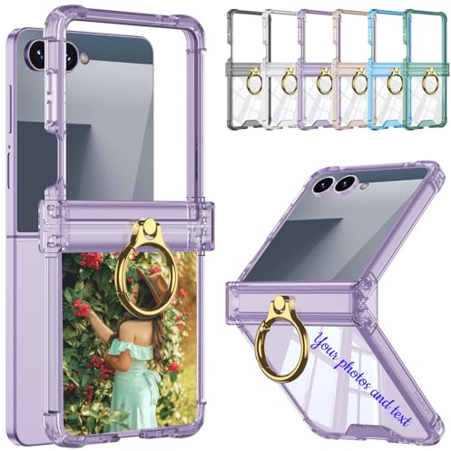 CAXKJE Purple Personalised Photo Phone Case for Samsung Galaxy Z Flip 7 6 5 4 3,Design Your Own Photo Image,Text Phone Case,Premium PC Cover Case,Personalised Case,BOY-Purple