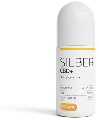 Silber CBD+ Warming Roll-on Oil, 500mg CBD, Pre-Event Muscle Rub, 50ml