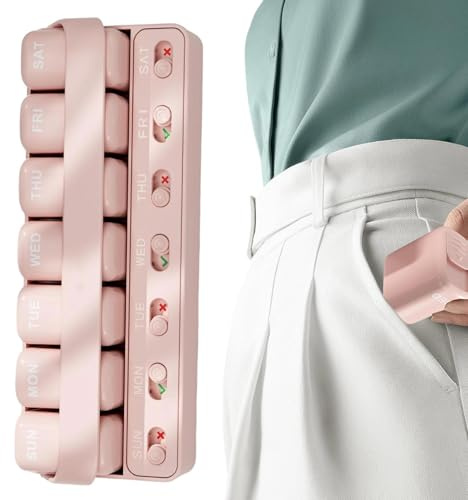 Portapillole Settimanale Scatola contenitore dispenser organizer | Distributore di Pillole Organizer Settimanale Contenitore per viaggio portatile integratori olio di pesce scatola per donna