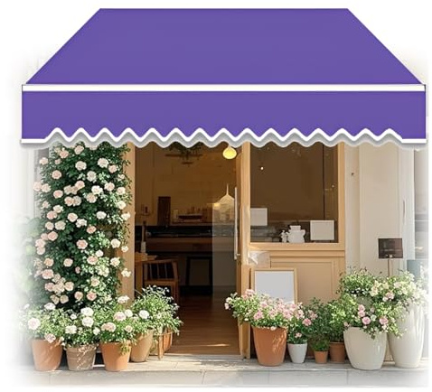 Tessuto di Ricambio per Tende da Sole Retrattile per Patio Viola, Poliestere Impermeabile con Volant Anteriore(13x8ft/400x250cm)
