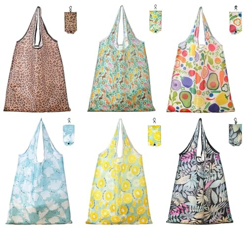 Wefaly Einkaufstasche Faltbar, Einkaufsbeutel Faltbar 58 * 38cm Wiederverwendbare Umweltfreundliche Faltbare Einkaufstasche Tasche Leichte Tasche Groß für Einkäufe Reisen Den Tglichen Einkauf Loading