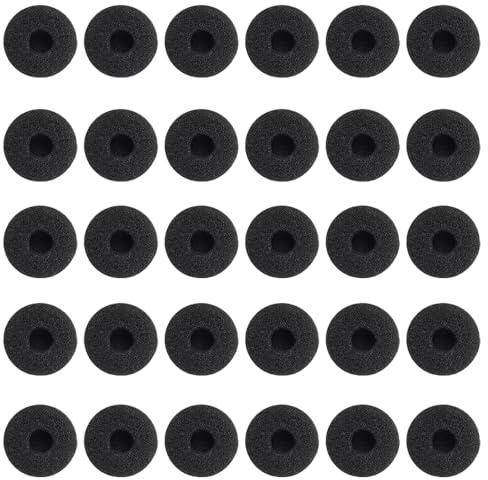 VELSIN 30 Piezas Almohadillas para Auriculares - Reemplazo Auriculares Espuma Almohadillas de Esponja Anticaídas (Negro) 18mm