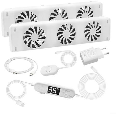 Smart Heizkörper Lüfter 50 CFM Drehzahlregulierung mit Thermostat Energiesparend Geräuscharm Weiß 47x6,9x3 cm für MXRV-25 Serie, heizungsventilator (MXRV25-02)