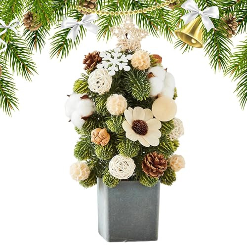 Sapin de Noël de table fait à la main - Décoration de sapin de Noël de vacances, décoration de sapin de Noël, arbre de table, décoration de sapin de Noël, couronne de lierre | fête maison bureau