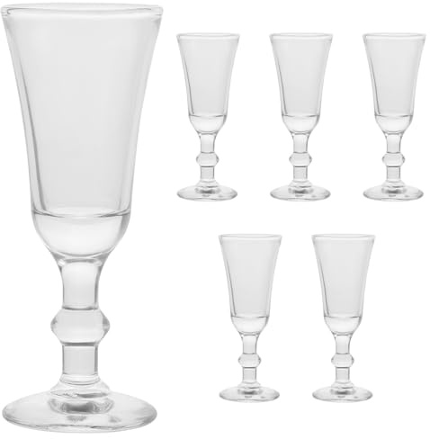 BAZEITFLOW Lot de 6 Verres à Cocktail Transparents en Verre Robuste Flûtes à Liqueur avec Pied pour Fêtes Bars et Réceptions et Shots Design Stable et Sécurisé