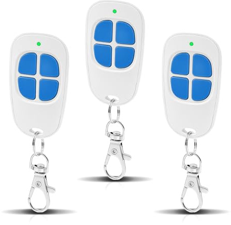 3 x AAM0049 Fernbedienung für Tor und Garage – SCS Sentinel kompatibel – 433,92 MHz – 4 Kanäle – Geheimcode drehbar & lange Reichweite – Blau