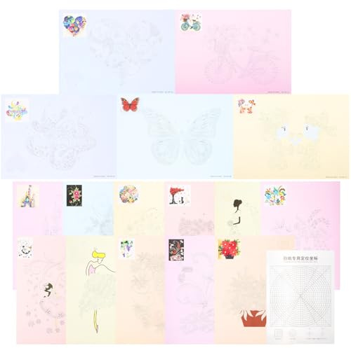 Uonlytech Kit de Manualidades para Filigrana Papel para Quilling, 16 Diseños Lineales Coordenadas y Láminas de Desprendimiento, Material DIY para Artesanía y Decoración Creativa