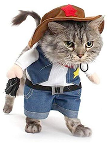NACOCO Costume da cowboy con cappello, vestiti per cani, costumi di Halloween per gatti e cani di piccola taglia(Cowboy, M)