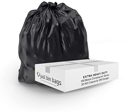 200x 100L Black Compactor Sacks - Refuse Sacks | 15kg Capacity- 120 Gauge, 30 Micron Strong Rubbish Dustbin Bags