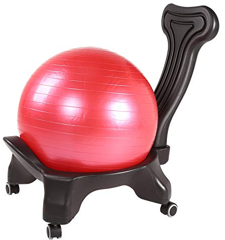 FLY FLU Balance Ball Chair - Erwachsene Übungsstabilität Yoga Ball Premium Ergonomischer Stuhl - Für Zuhause Und Büro Schreibtisch Mit Luftpumpe,Red