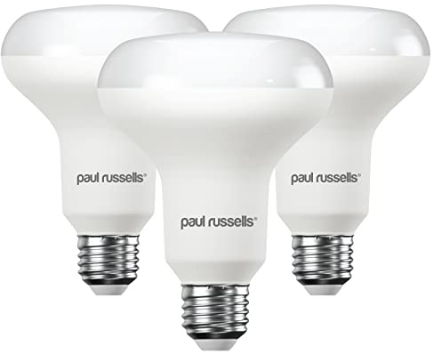 paul russells E27 Spotlight 11W LED Reflector R80 Light Edison Screw, 75w Equivalent Bulb, 1050 Lumen, 4000K Cool White, Frosted 120° Beam Angle ES Energy Saving Non-Dimmable Lightbulbs, 3 Pack