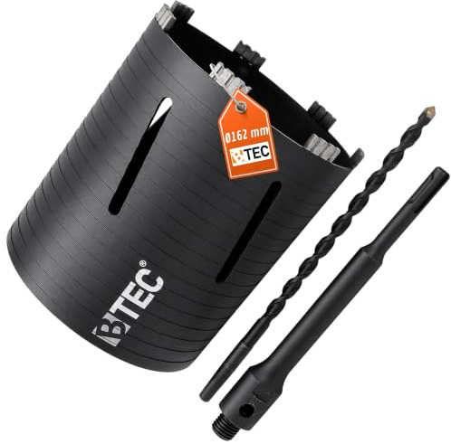 BTEC Bohrkrone Nutzlänge 180mm SDS-plus 200mm Aufnahme Zentrierbohrer 162mm | Premium Diamant Betonbohrkrone Kernbohrer Mauerwerk Ziegel Poroton präzise Bohrungen langlebige Diamantsegmente
