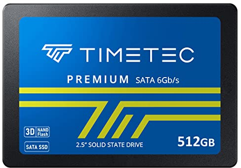 Timetec SSD 3D NAND TLC SATA III 6 GB/s 2,5 Pulgadas 7 mm (0,28) 200 TBW Velocidad de Lectura hasta 550 MB/s SLC Cache Performance Boost Unidad Interna de Estado sólido para PC (512GB)