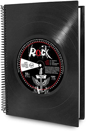 Mancha de Creación - Cuaderno de discos de vinilo LP diseño Rock, libreta espiral tamaño A5 (21 x 15 cm), 100 hojas blancas de 80 gr, retro vintage, ideal para bocetos y notas