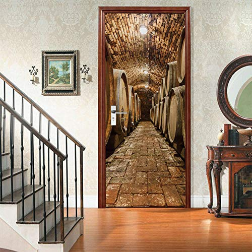 VIRANDA 3D Türaufkleber Selbstklebend Türtapete Weinkeller PVC Türfolie Poster Abnehmbar Wasserdichte Tür Sticker 77x200cm