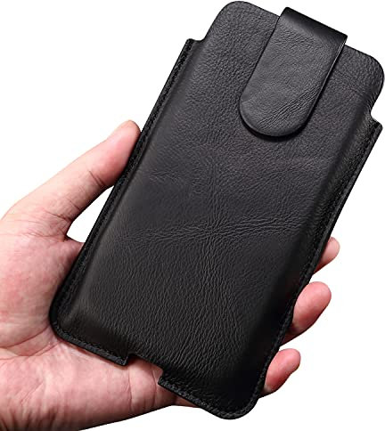 Leather Cellphone Holster Men, Cell Phone Belt Clip Bags Leather, 7.2 Vertical Travel Leather Belt Waist Bag Phone Waist Pouch Pocket Belt Case Wallet Purse with Magnetic Snap Universal Hiking Pack
