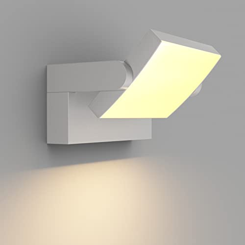Klighten 24W Außenwandleuchte LED Wandlampe Aussen/Innen mit Schwenkbar Panel, Wandleuchte Wasserdicht IP65 Ausenbeleutung Hauswand für Eingang Flur Terrasse, 1500 Lumen, Hellgrau, Warmweiß 3000K