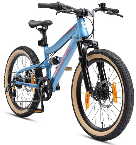 BIKESTAR Kinder Fahrrad Fully Mountainbike 7 Gang Shimano, Scheibenbremse ab 6 Jahre | 20 Zoll Kinderrad MTB | RISIKOFREI TESTEN