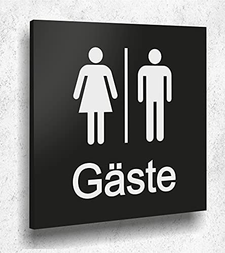 Türschild WC Schild Schwarz Matt UV Druck 12 x 12cm - 3mm Aluverbund - Made in Germany Art.Nr. A 2009