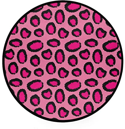 Romantiskt leopardtryck rosa rund matta halkfri matta mattor cirkel mattor mjuka mattor maskintvättbar golvmatta för vardagsrum sovrum barnkammare heminredning 3 fot