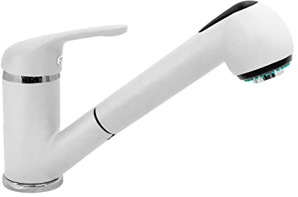 Mitigeur cuisine Plados QUARMIXEXT monocommande avec douchette extractible à double jet couleur - Blanc lait