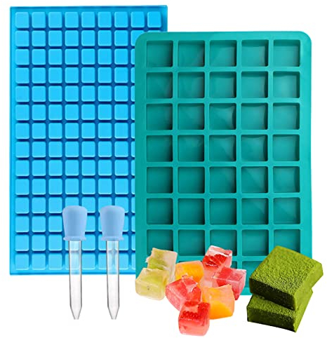 XIACIBDUS Quadratische Silikonform mit 40 und 126 Mulden, Mini-Eiswürfelschale für die Herstellung von Schokolade, Süßigkeiten, Eiswürfelform, Trüffel-Pralinen, 2 Packungen
