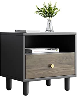 TOMYEUS Nacht Tisch Nachttisch Aufbewahrungsschrank Wohnzimmer Schlafzimmer Nachthemd Kleiner Kabinett Betttisch 1 Schublade (MDF. Material) Nachtischschränke