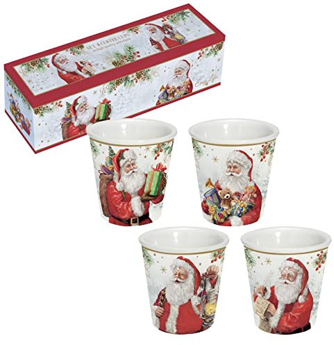 Easy Life COFFRET 4 GOBELETS A CAFE 10CL EN PORCELAINE SANTA IS COMING