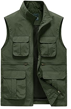 Btmpmcs Gilet de Pêche pour Hommes Léger Respirant Veste en Plein Air Été Multipoches Gilet de Travail Sans Manche à Séchage Rapide Gilet de Photographe Camping Chasse Vêtements