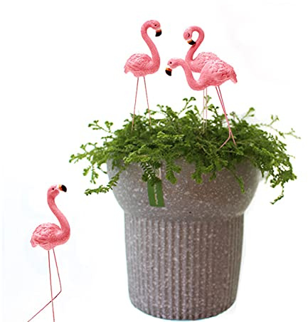 Lot de 4 Statues et Sculptures de Jardin de Flamants Roses