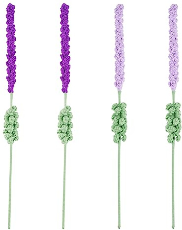 FINGERINSPIRE - Pack de 4 flores de lavanda tejidas a crochet de 40,2 cm, color lila y violeta oscuro, flores artificiales tejidas de lavanda para el Día de la Independencia, graduación, ceremonia