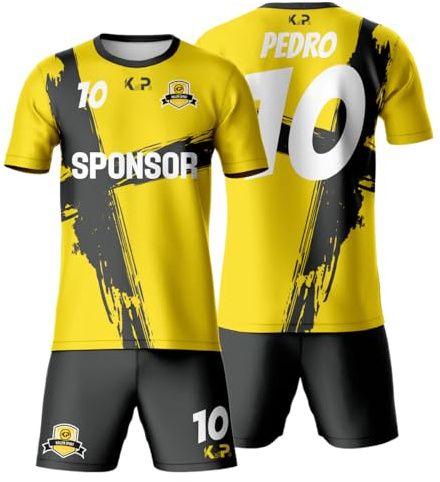 KALLPA Sport Equipación Deportiva de fútbol Personalizada. Niños y Adultos. Camiseta y calzona. Personaliza con Nombre, Escudo, número y Sponsor. (Modelo 32, Completo)