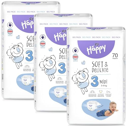 bella baby Happy Windeln soft & delicate Gr.3 Midi 5-9kg BIG PACK 210 Stück (3 x 70 Stück)