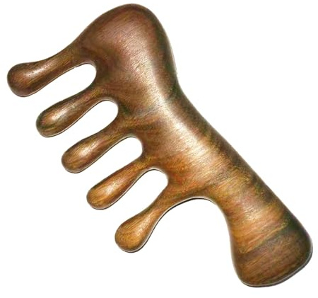 MIUPOO Holz Kopf Massage Kamm, Lange Hände auf den Kopf massieren, Stimuliert das Haarwachstum, 1 Stück