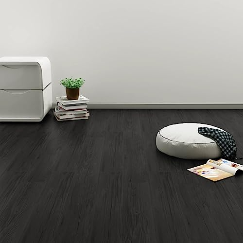 Gecheer PVC Laminat Dielen Selbstklebend Vinylboden Vinyl Boden PVC-Bodenbelag Fußboden Designboden Dielenboden Landhausdiele 4,46m² 3mm Eiche-Anthrazit | Größe (je Diele): 91,4 x 15,2 cm (L x B)