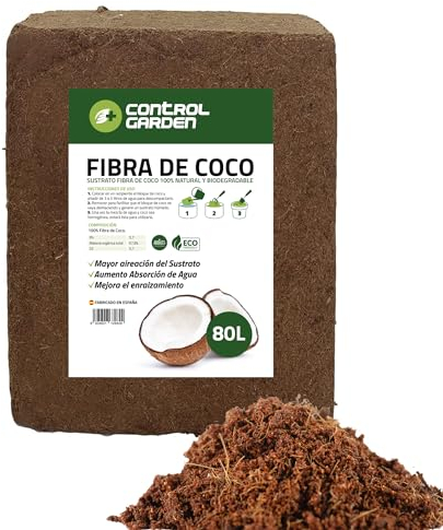 Control Garden Kokosfaser Substrat 5kg 80L | 100% Natürlicher Dünger für Gärten, Terrarien und Anbau | Biologisch abbaubares Samen-Substrat