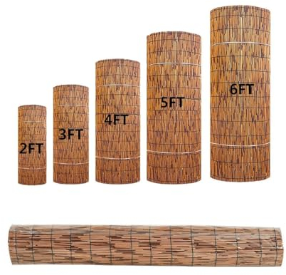 Brauner Schilfrohrmatte, Sichtschutz, 50 60 80 90 100 140 150 160cm Hoch Natürlicher Bambusmatte, Sichtschutzzaun, Robuste Gerade, Pool/Garten/Terrasse/Balkon/Hinterhof/Dach