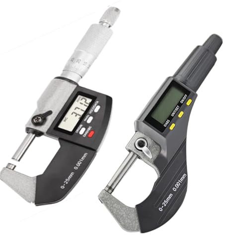 DAISHUJIE Digitale Bügelmessschraube 0-25 mm Mikron Digitale Außenmikrometerschraube Elektronische Mikrometerschraube 0,001 mm Digitale Messwerkzeuge(Type D)