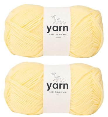 Korbond Babygarn – gul – 2 x 100 g akrylull – lätt, allergivänlig och hållbar dubbelstickad virkad garn stickad ull
