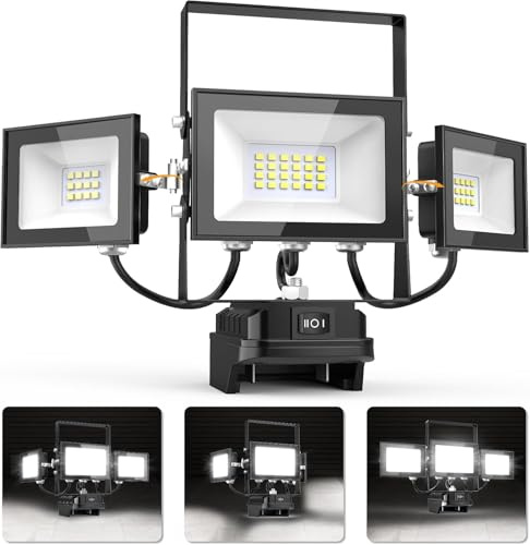 18V Led Baustrahler Arbeitsscheinwerfer, 90W 6500K Kabellose Baustellen Lampe LED Strahler Akku IP65 Wasserdichte Scheinwerfer mit USB-Anschluss Für M-akita 360° Arbeitsbeleuchtung (Kein Akku)