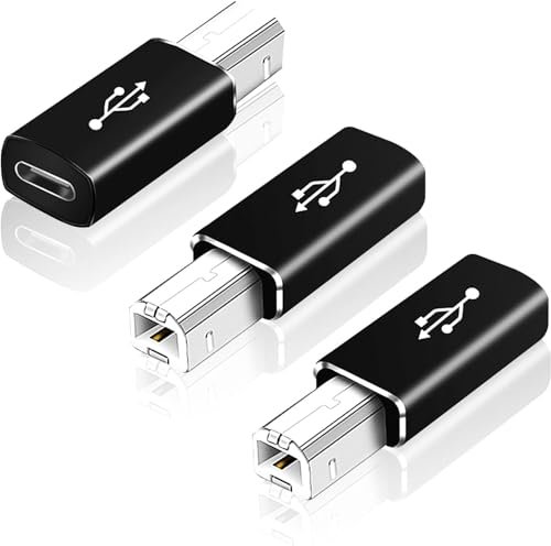 Greluma 3 Pièces Adaptateur USB B vers USB C, convertisseur Type C Femelle vers MIDI Compatible avec imprimante, Piano électrique, Ordinateurs Portables et Autres appareils Type-C