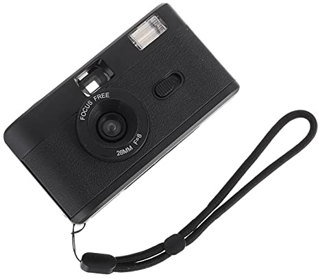 Macchina Fotografica a Pellicola Retrò Riutilizzabile 35mm Nera | Flash Integrato, Corpo in Abs, senza Batteria, per Pellicola 35mm, Stile Compatto