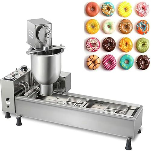 ZHIXUMM Electric Donut Maker, Single Row Auto Doughnut Maker, 7l Hopper Donut Maker With 3 Sizes Molds, Doughnut Fryer, 304 Stainless Steel Auto Donut